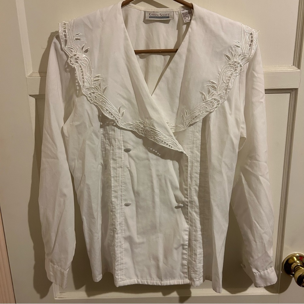 Vintage Karen Scott Wide Collar Blouse sz 6